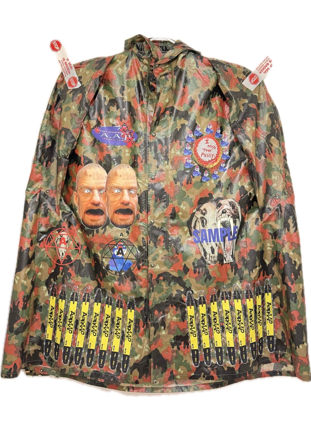 “I miss your Pussy” Swiss army camo poncho (Sample)