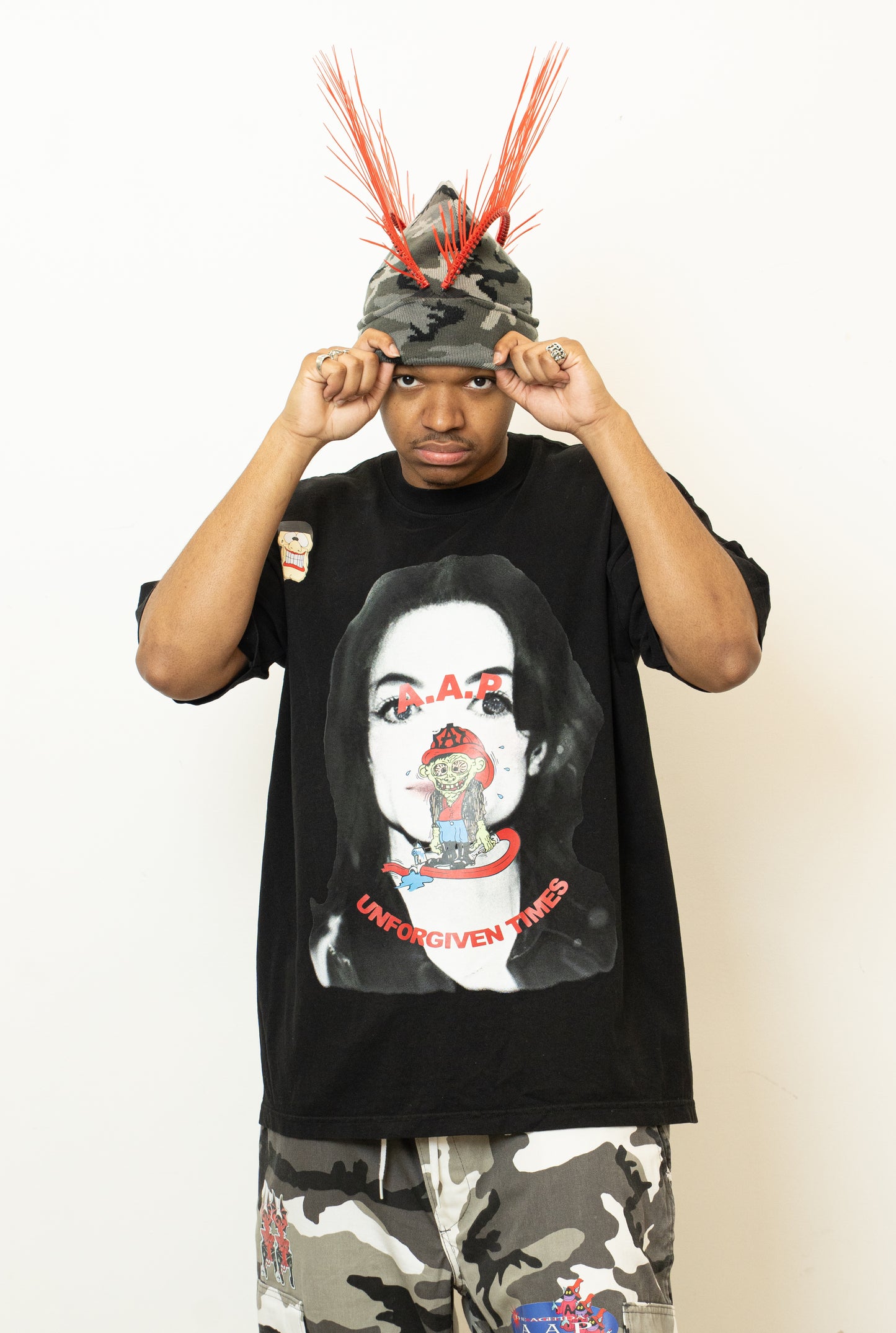 Camouflage Mohawk Beanie ( red Version)