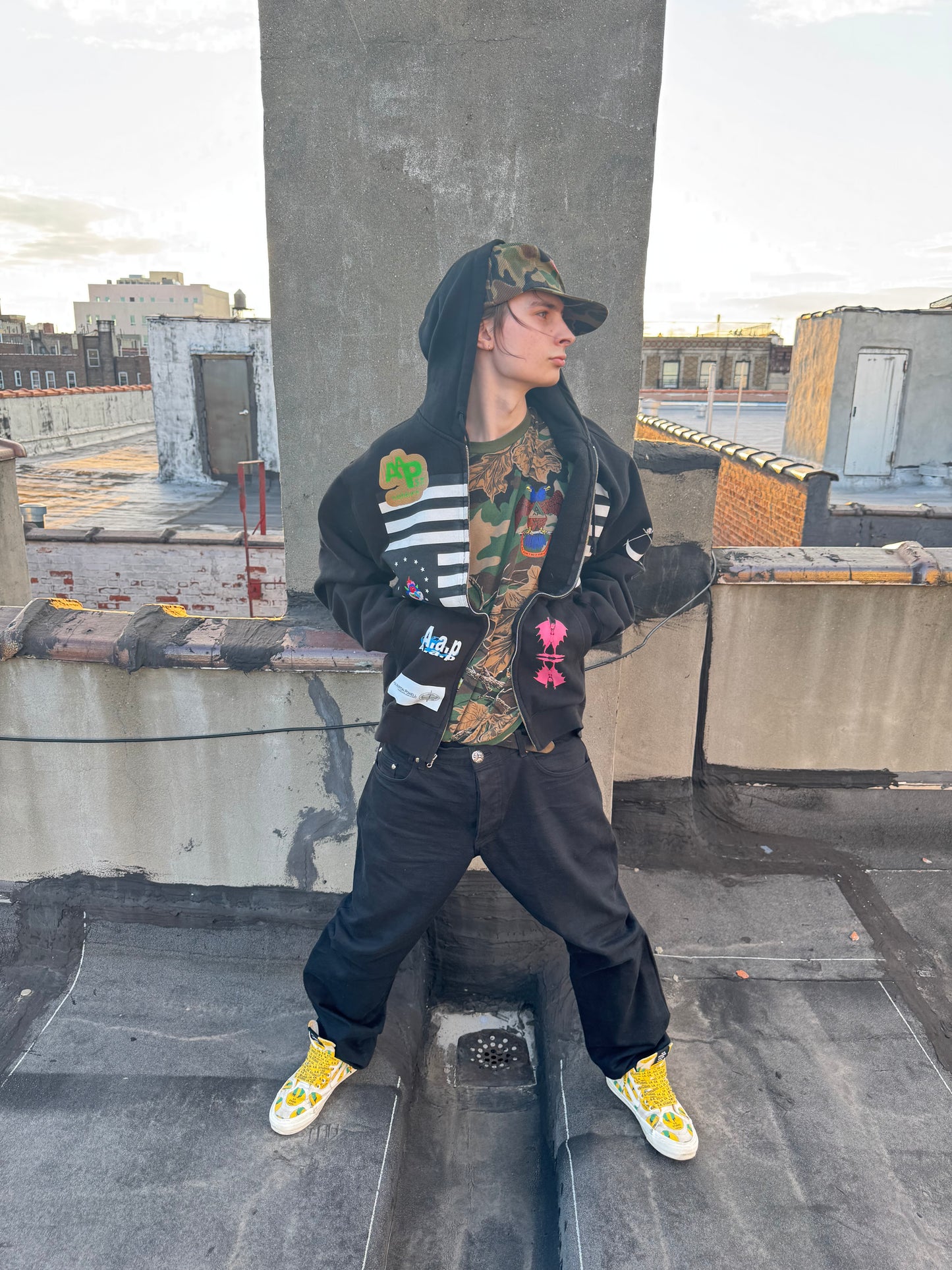 AAP NY black scale zip up hoodie